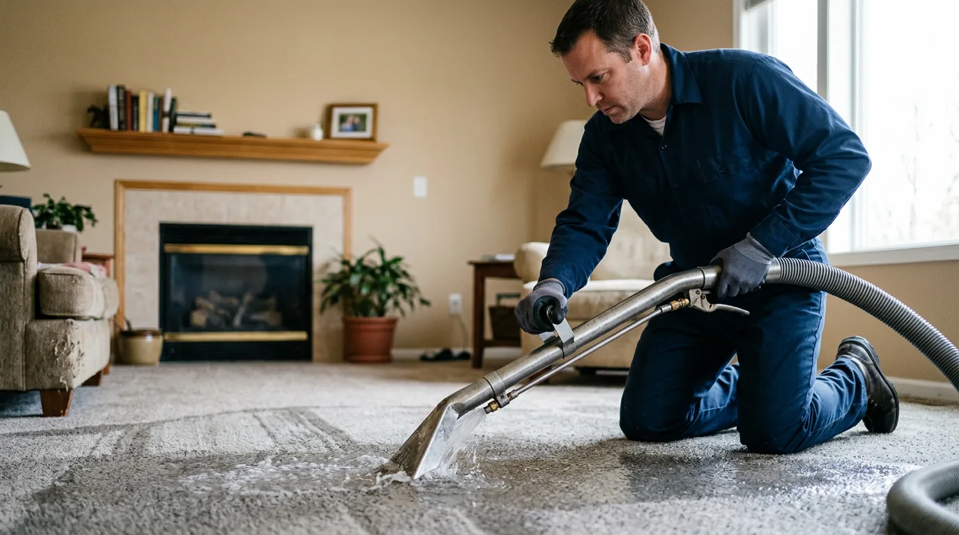 Water damage restoration technician working near Homeland, FL